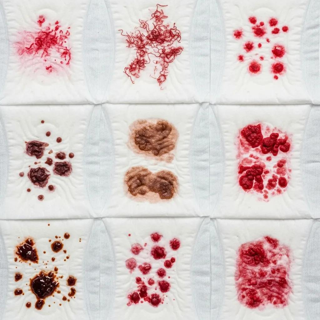 What are typical blood clots and spotting patterns